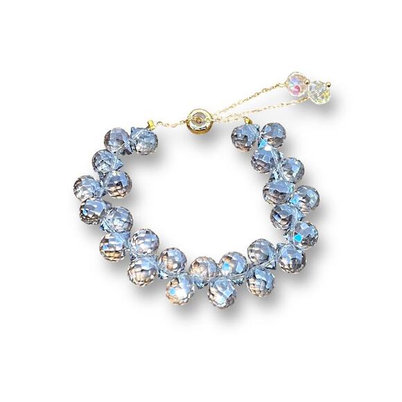 Swarovski Beaded Bracelet- Gray Blue Gold - Picture 6 of 11